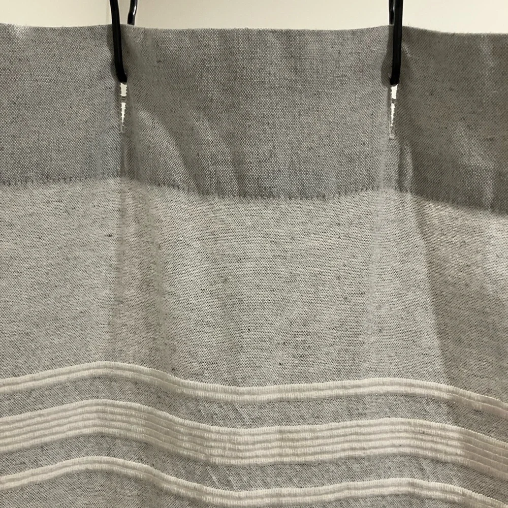 Farmhouse Gray Striped Shower Curtain Neutral Bathroom Decor
